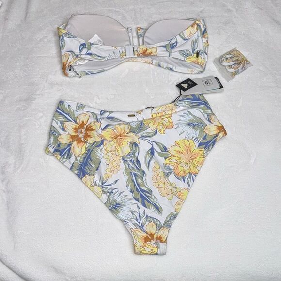 Rip Curl Always Summer Bandeau Bikini Top & High Waist Bikini Bottom Size Medium - Picture 3 of 10